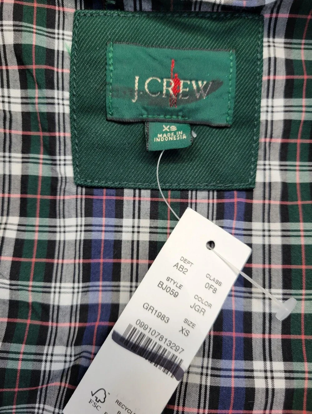 J Crew Harrington jacket in cotton twill BJ059 Size XS Green